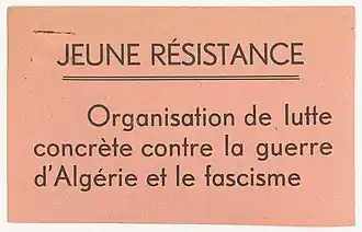 Papillon de Jeune Résistance contre la guerre en Algérie