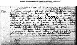 Acte de décès de l'état civil