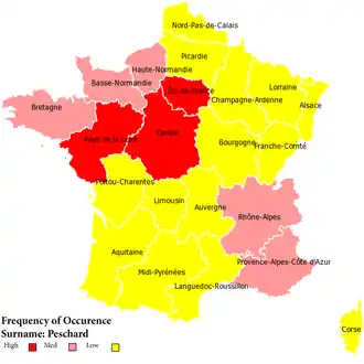 Fréquence de l'occurrence du nom de famille