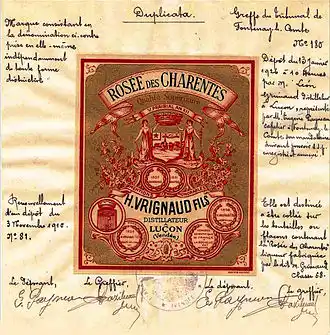 Acte notarié dépôt de marque 1910