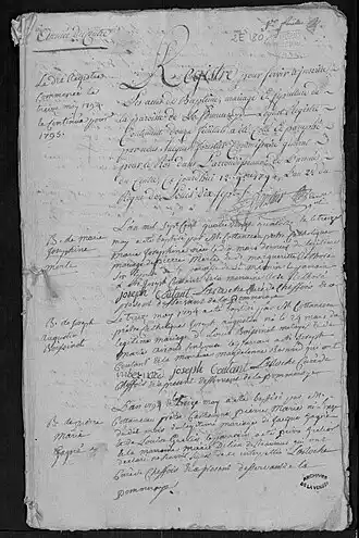 Registre paroissial clandestin La Pommeraie-sur-Sèvre