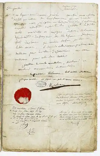 Testament de Napoléon Ier. Page 5 - Archives Nationales